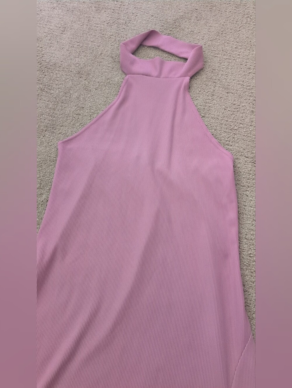 Pretty Little Thing Ribbed Halter Turtleneck Mauve Bodycon Dress With Slit - Picture 7 of 9